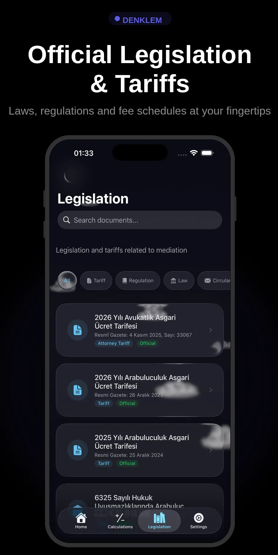 Resmi Mevzuat ve Tarifeler