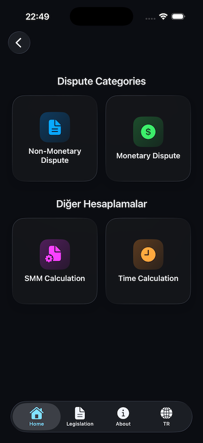 Uyuşmazlık Kategorisi Ekranı