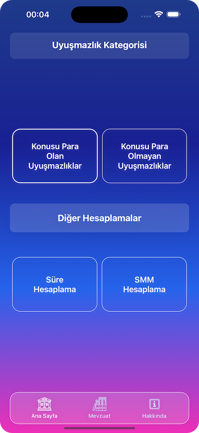 Uyuşmazlık Kategorisi Ekranı